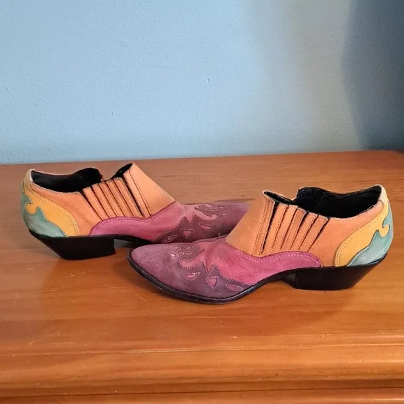 Circle S Brand Western Suede Shoes Colorful Size 7.5M - Picture 6 of 7